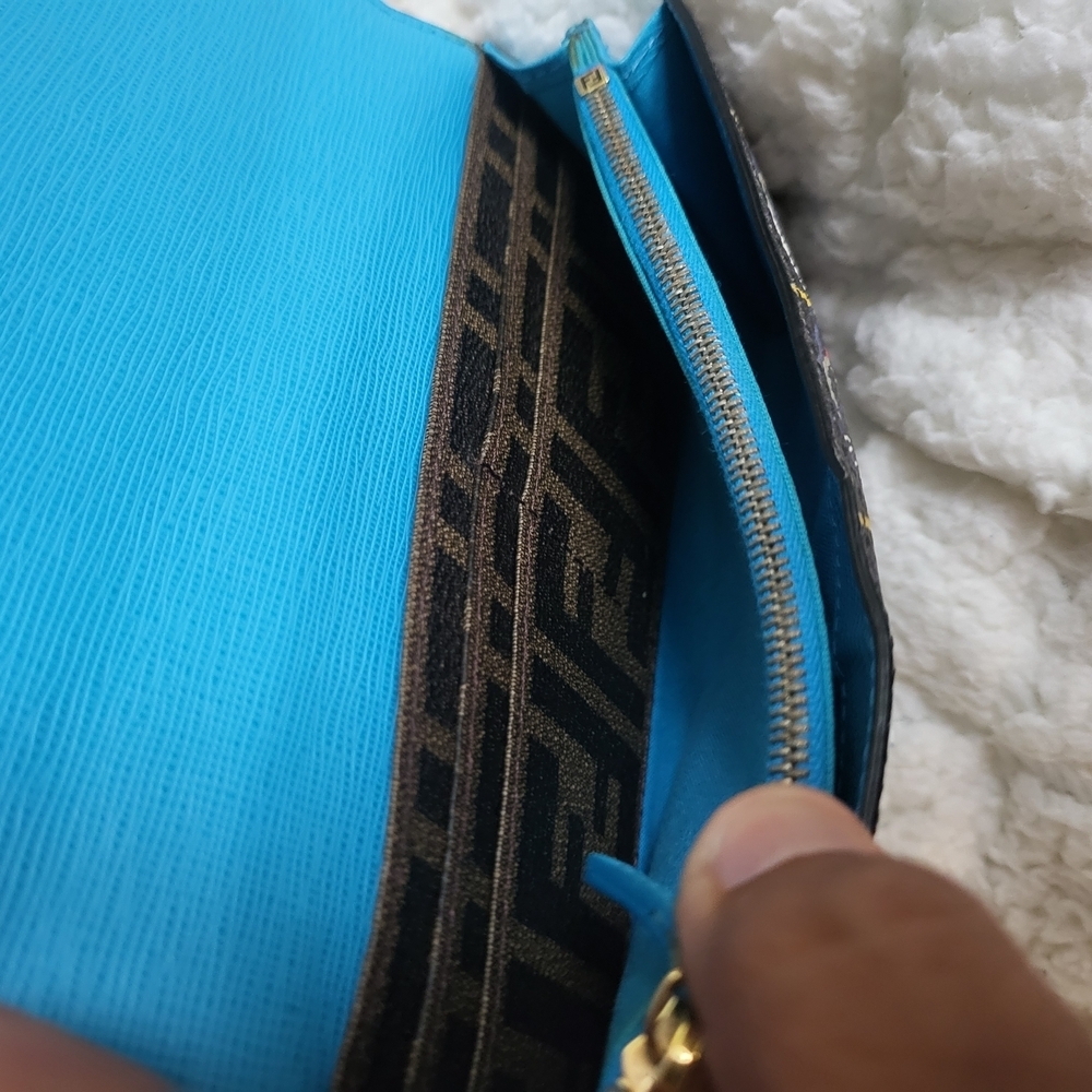 FENDI GREY COATED CANVAS BIRDS CONTINENTAL LONG WALLET 8M0340 - Picture 3 of 10